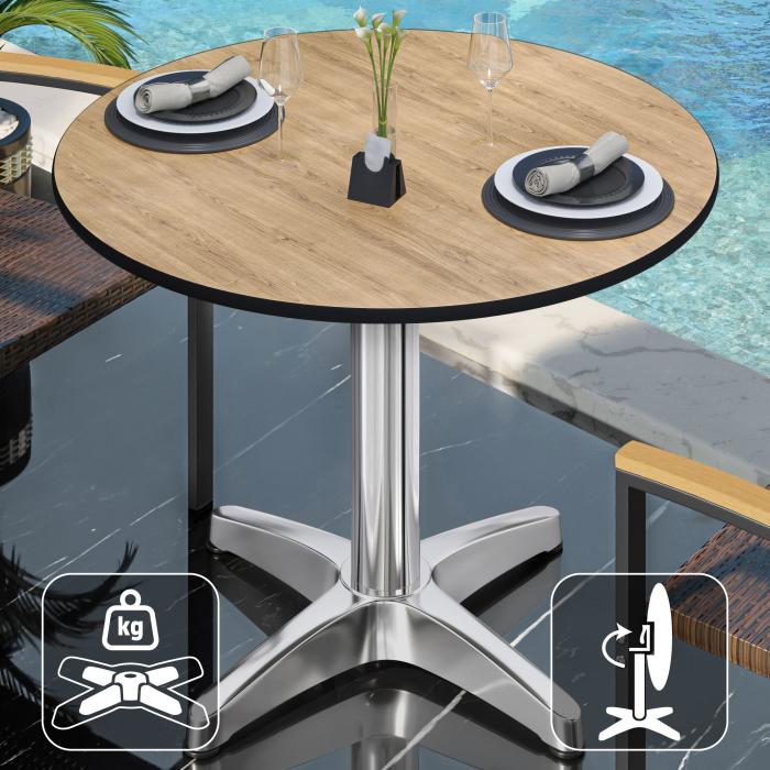 CPBL | HPL Bistro Table | Ø:H 70 x 78 cm | Oak / Aluminium | Foldable + additional weight | Round CPBL | HPL Bistro Table | Ø:H 70 x 78 cm | Oak / Aluminium | Foldable + additional weight | Round