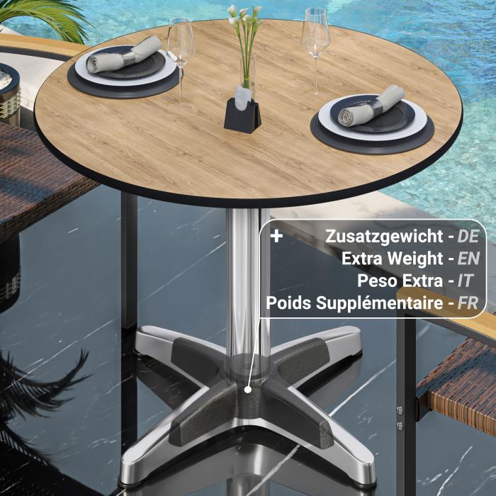 CPBL | HPL Bistro Table | Ø:H 70 x 78 cm | Oak / Aluminium | Foldable + additional weight | Round CPBL | HPL Bistro Table | Ø:H 70 x 78 cm | Oak / Aluminium | Foldable + additional weight | Round
