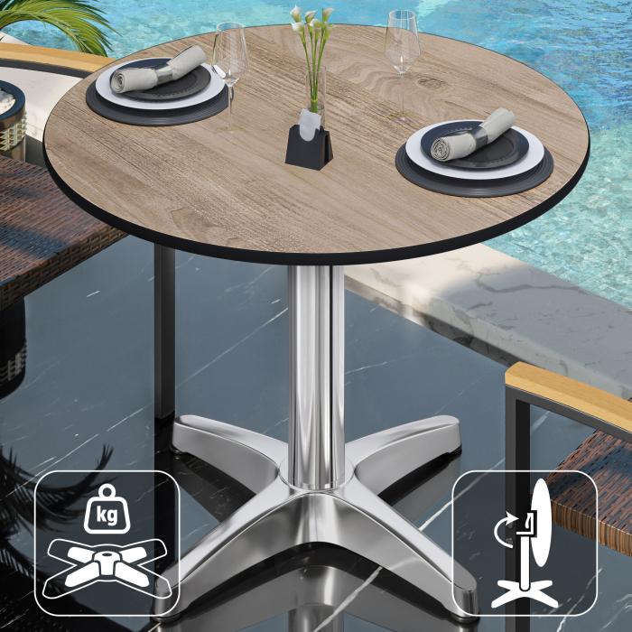 CPBL | HPL Bistro Table | Ø:H 70 x 78 cm | Oak / Aluminium | Foldable + additional weight | Round CPBL | HPL Bistro Table | Ø:H 70 x 78 cm | Oak / Aluminium | Foldable + additional weight | Round