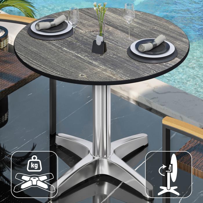 CPBL | HPL Bistro Table | Ø:H 70 x 78 cm | Rustic Pine / Aluminium | Foldable + additional weight | Round CPBL | HPL Bistro Table | Ø:H 70 x 78 cm | Rustic Pine / Aluminium | Foldable + additional weight | Round