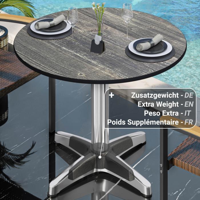 CPBL | HPL Bistro Table | Ø:H 70 x 78 cm | Rustic Pine / Aluminium | Foldable + additional weight | Round CPBL | HPL Bistro Table | Ø:H 70 x 78 cm | Rustic Pine / Aluminium | Foldable + additional weight | Round
