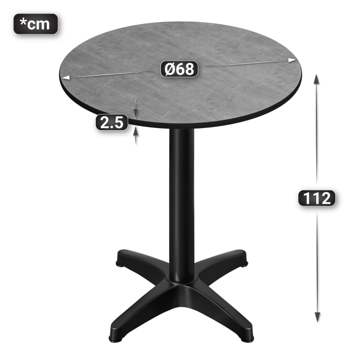 CPBL | HPL Compact Bistro Stehtisch | Ø 70 x 110 cm | + Ekstra vekt | Betong / Svart CPBL | HPL Compact Bistro Stehtisch | Ø 70 x 110 cm | + Ekstra vekt | Betong / Svart