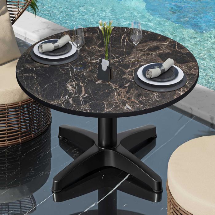 CPBL | Tavolo da salotto compatto | Ø:H 60 x 42 cm | Marmo cappuccino / nero alluminio | Pieghevole | Peso aggiuntivo