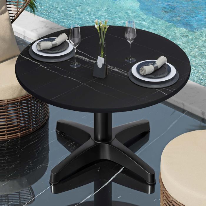 CPBL | Kompakt loungebord | Ø:H 60 x 42 cm | sort marmor / sort aluminium | sammenklappeligt | ekstra vægt
