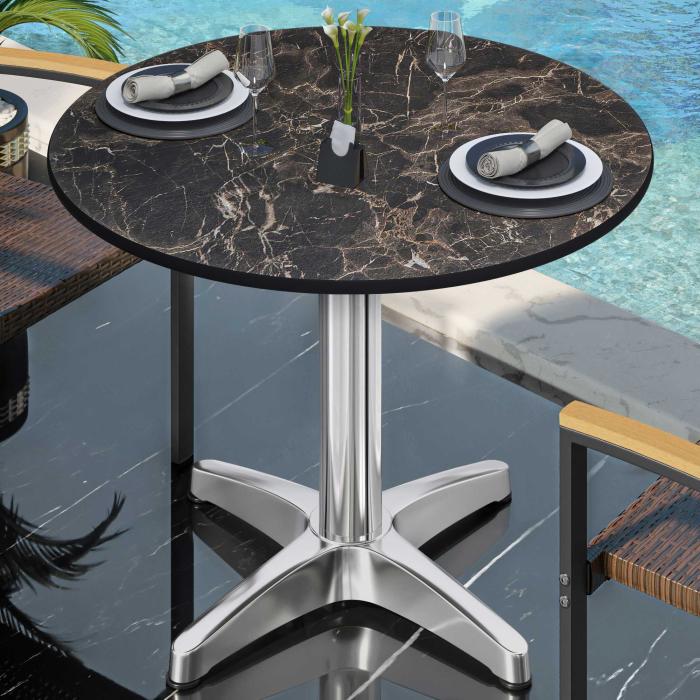 CPBL | HPL Bistro table | Ø:H 70 x 78 cm | Cappuccino marble / aluminium | Foldable + additional weight | Round