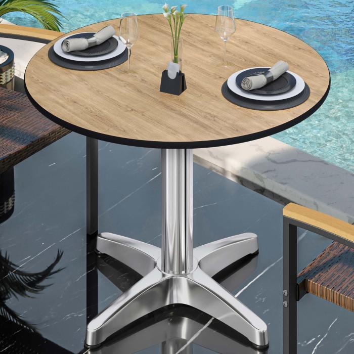 CPBL | HPL Bistro Table | Ø:H 70 x 78 cm | Oak / Aluminium | Foldable + additional weight | Round CPBL | HPL Bistro Table | Ø:H 70 x 78 cm | Oak / Aluminium | Foldable + additional weight | Round