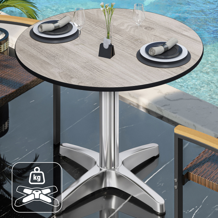 CPBL | HPL bistrobord | Ø:H 70 x 78 cm | Hvit eik / aluminium | Ekstra vekt | Rundt