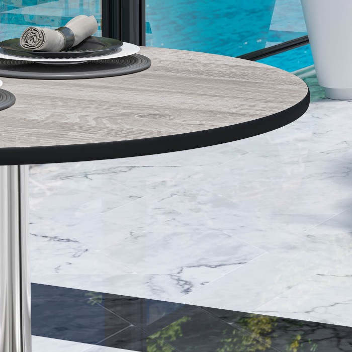 CPBL | HPL bistrobord | Ø:H 70 x 78 cm | Hvit eik / aluminium | Ekstra vekt | Rundt
