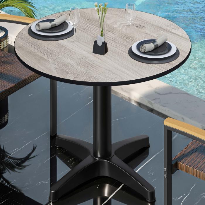 CPBL | HPL bistrobord | Ø:H 60 x 78 cm | Eik Hvit / Aluminium Svart | Ekstra vekt | Rundt CPBL | HPL bistrobord | Ø:H 60 x 78 cm | Eik Hvit / Aluminium Svart | Ekstra vekt | Rundt