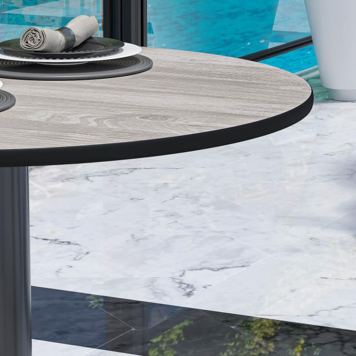 CPBL | HPL bistrobord | Ø:H 60 x 78 cm | Eik Hvit / Aluminium Svart | Ekstra vekt | Rundt CPBL | HPL bistrobord | Ø:H 60 x 78 cm | Eik Hvit / Aluminium Svart | Ekstra vekt | Rundt