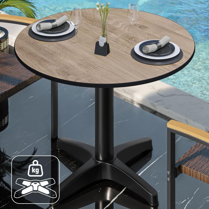 CPBL | HPL bistrobord | Ø:H 60 x 78 cm | Eik / aluminium | Ekstra vekt | Rundt