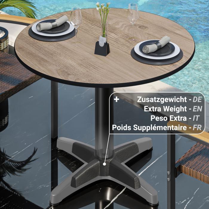 CPBL | HPL bistrobord | Ø:H 60 x 78 cm | Eik / aluminium | Ekstra vekt | Rundt