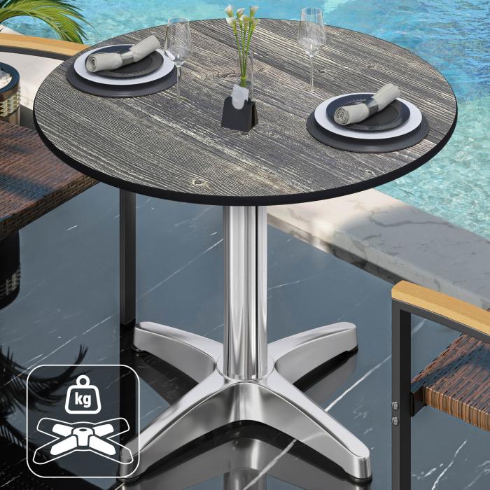 CPBL | HPL bistrobord | Ø:H 70 x 78 cm | Rustikk furu / aluminium | Ekstra vekt | Rundt CPBL | HPL bistrobord | Ø:H 70 x 78 cm | Rustikk furu / aluminium | Ekstra vekt | Rundt