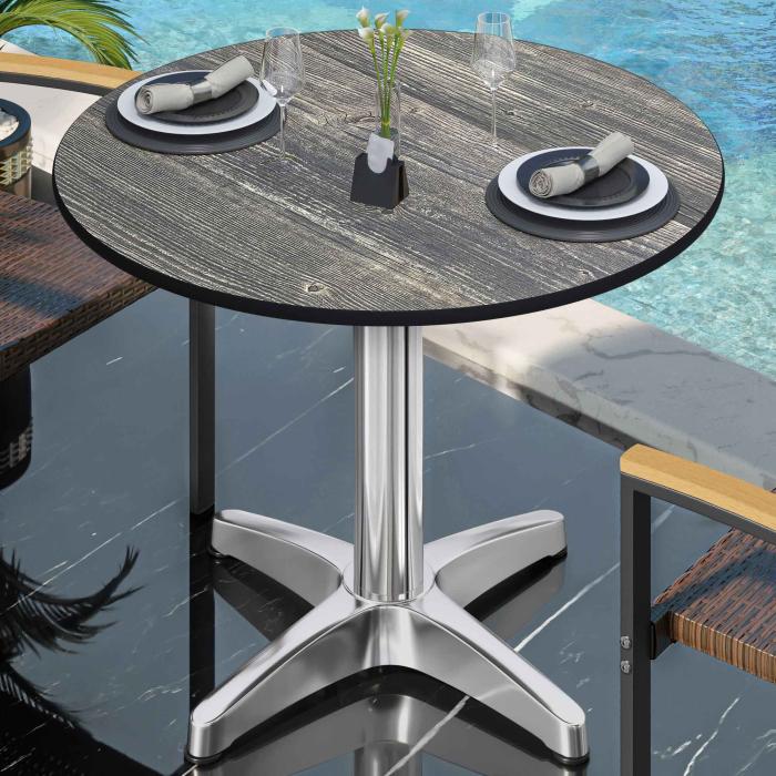 CPBL | HPL Bistro Table | Ø:H 70 x 78 cm | Rustic Pine / Aluminium | Foldable + additional weight | Round CPBL | HPL Bistro Table | Ø:H 70 x 78 cm | Rustic Pine / Aluminium | Foldable + additional weight | Round