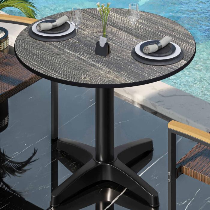 CPBL | HPL bistrobord | Ø:H 60 x 78 cm | Rustikk furu / aluminium | Ekstra vekt | Rundt CPBL | HPL bistrobord | Ø:H 60 x 78 cm | Rustikk furu / aluminium | Ekstra vekt | Rundt