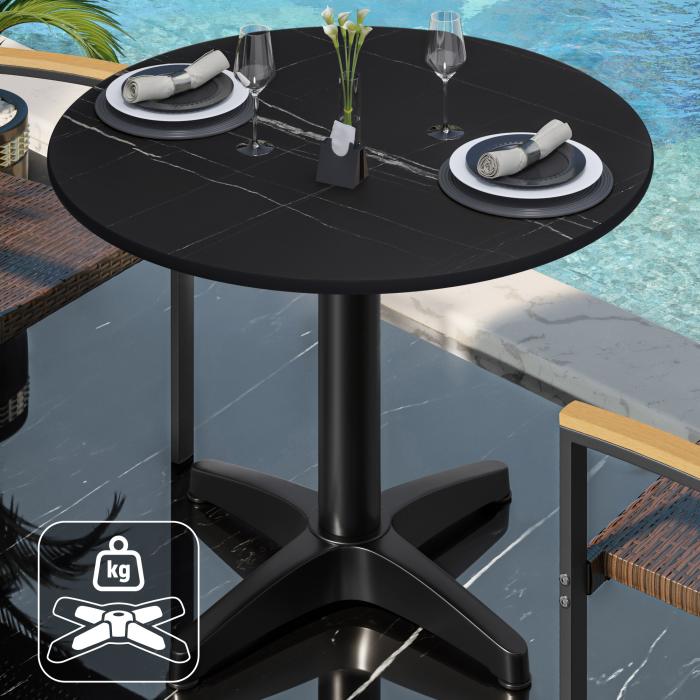 CPBL | HPL bistrobord | Ø:H 60 x 78 cm | Svart Marmor / Aluminium Svart | Ekstra vekt | Rundt CPBL | HPL bistrobord | Ø:H 60 x 78 cm | Svart Marmor / Aluminium Svart | Ekstra vekt | Rundt
