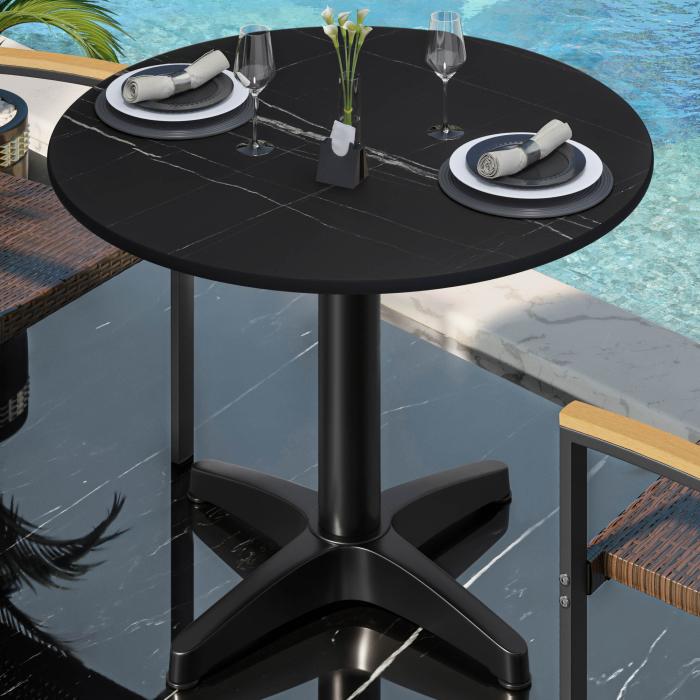 CPBL | HPL bistrobord | Ø:H 60 x 78 cm | Svart Marmor / Aluminium Svart | Ekstra vekt | Rundt CPBL | HPL bistrobord | Ø:H 60 x 78 cm | Svart Marmor / Aluminium Svart | Ekstra vekt | Rundt