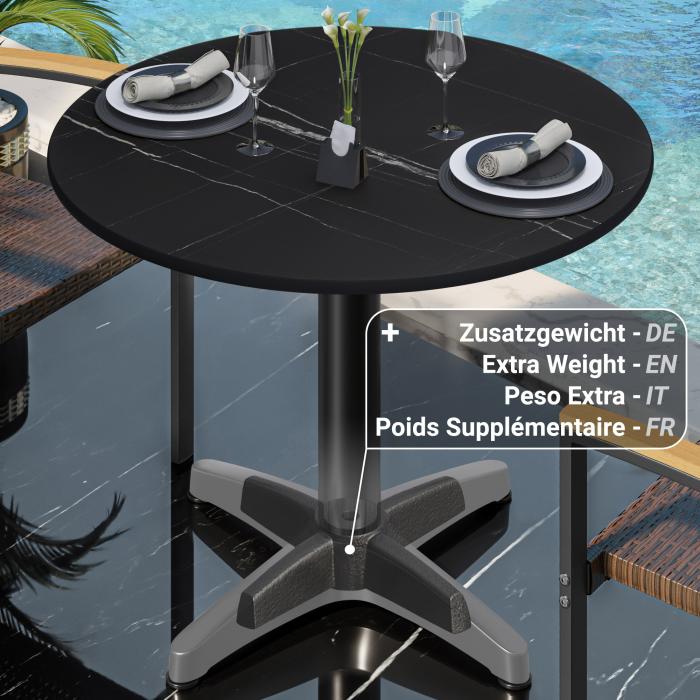 CPBL | HPL bistrobord | Ø:H 60 x 78 cm | Svart Marmor / Aluminium Svart | Ekstra vekt | Rundt CPBL | HPL bistrobord | Ø:H 60 x 78 cm | Svart Marmor / Aluminium Svart | Ekstra vekt | Rundt