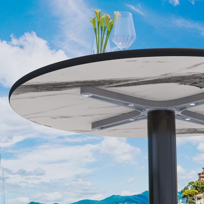 CPBL | HPL bistrobord | Ø:H 60 x 78 cm | Svart Marmor / Aluminium Svart | Ekstra vekt | Rundt CPBL | HPL bistrobord | Ø:H 60 x 78 cm | Svart Marmor / Aluminium Svart | Ekstra vekt | Rundt
