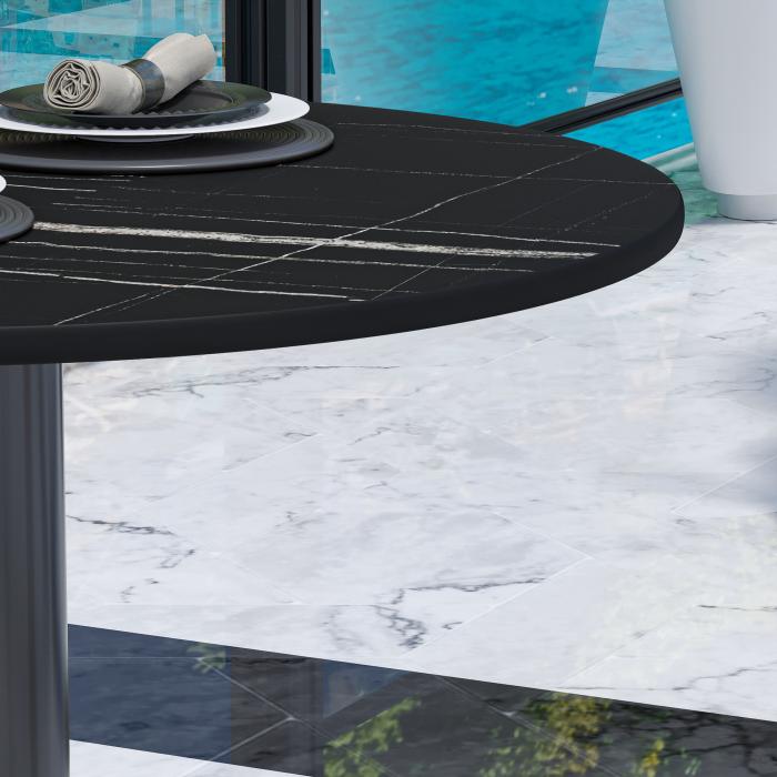 CPBL | HPL bistrobord | Ø:H 60 x 78 cm | Svart Marmor / Aluminium Svart | Ekstra vekt | Rundt CPBL | HPL bistrobord | Ø:H 60 x 78 cm | Svart Marmor / Aluminium Svart | Ekstra vekt | Rundt