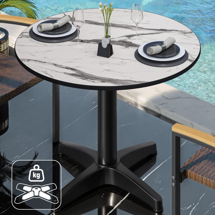 CPBL | HPL bistrobord | Ø:H 60 x 78 cm | Hvit marmor / aluminium svart | Ekstra vekt | Rundt CPBL | HPL bistrobord | Ø:H 60 x 78 cm | Hvit marmor / aluminium svart | Ekstra vekt | Rundt