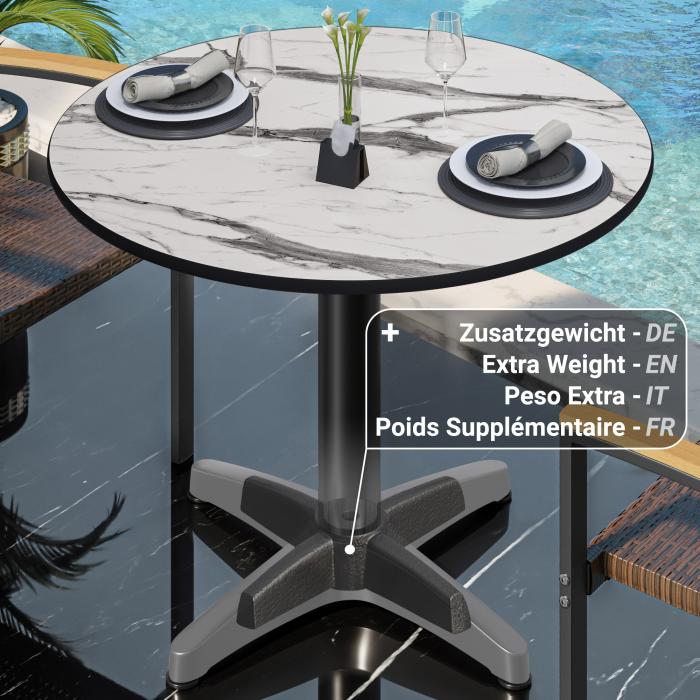 CPBL | HPL bistrobord | Ø:H 60 x 78 cm | Hvit marmor / aluminium svart | Ekstra vekt | Rundt CPBL | HPL bistrobord | Ø:H 60 x 78 cm | Hvit marmor / aluminium svart | Ekstra vekt | Rundt