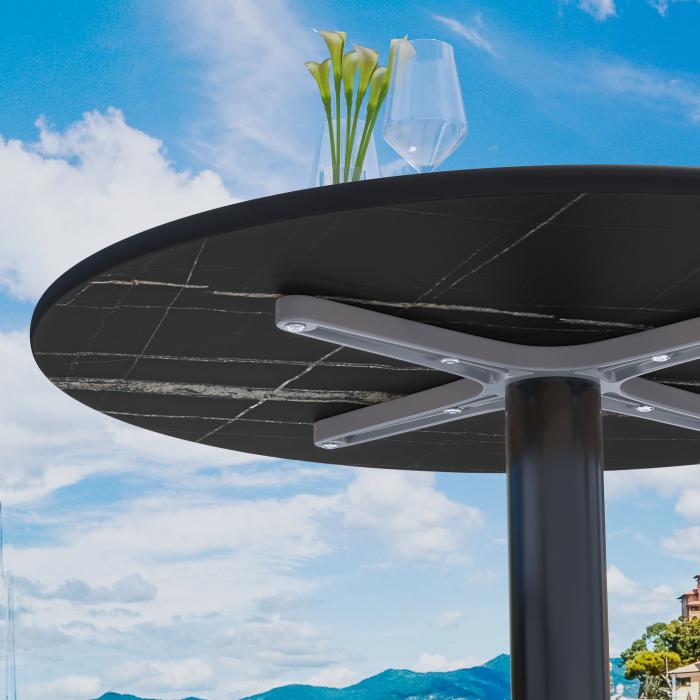 CPBL | HPL bistrobord | Ø:H 60 x 78 cm | Hvit marmor / aluminium svart | Ekstra vekt | Rundt CPBL | HPL bistrobord | Ø:H 60 x 78 cm | Hvit marmor / aluminium svart | Ekstra vekt | Rundt