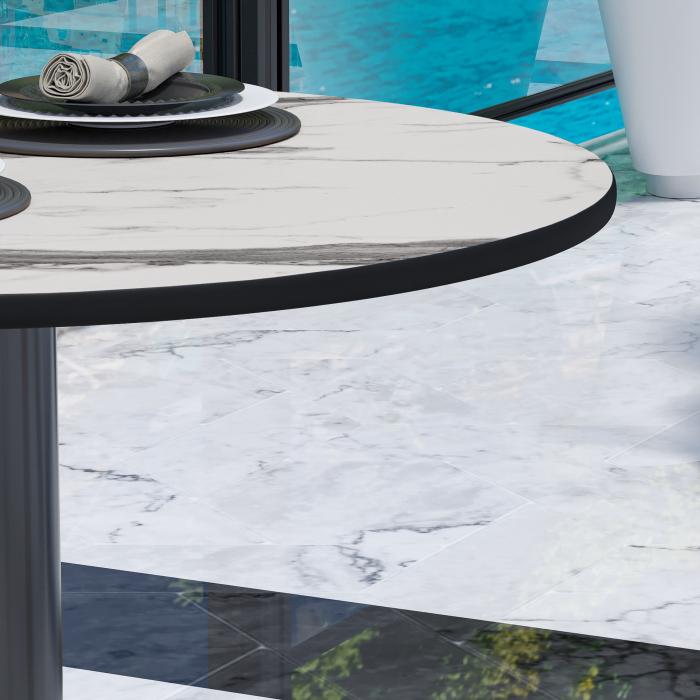 CPBL | HPL bistrobord | Ø:H 60 x 78 cm | Hvit marmor / aluminium svart | Ekstra vekt | Rundt CPBL | HPL bistrobord | Ø:H 60 x 78 cm | Hvit marmor / aluminium svart | Ekstra vekt | Rundt