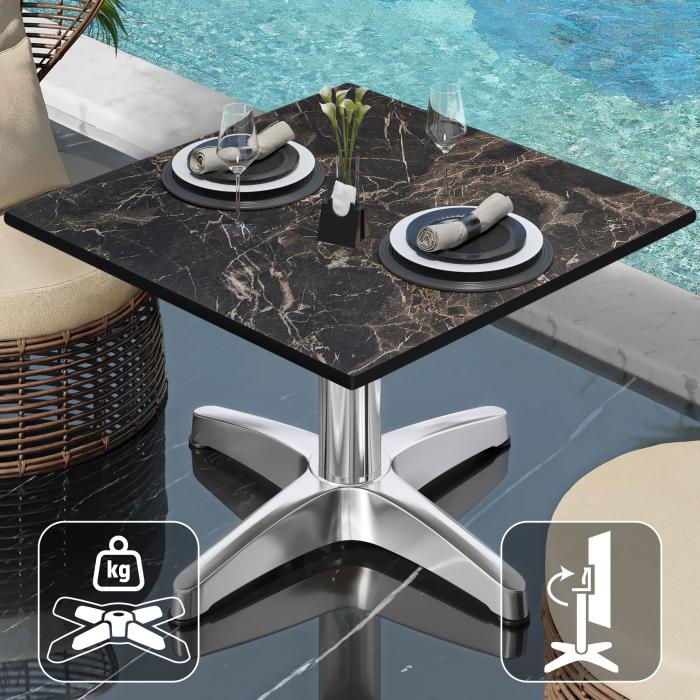 CPBL | Kompakt loungebord | B:D:H 70 x 70 x 42 cm | Cappuccinomarmor / aluminium | Fällbart | Extra vikt CPBL | Kompakt loungebord | B:D:H 70 x 70 x 42 cm | Cappuccinomarmor / aluminium | Fällbart | Extra vikt