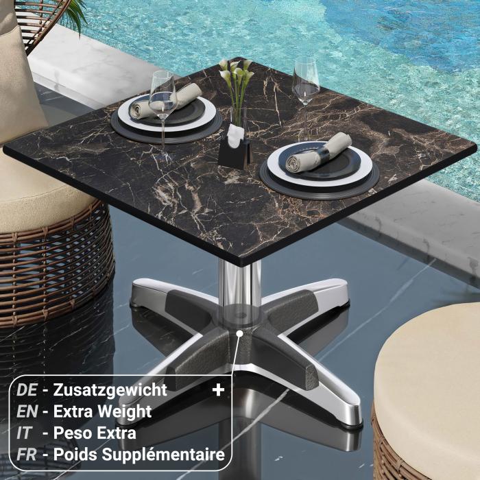 CPBL | Kompakt loungebord | B:D:H 70 x 70 x 42 cm | Cappuccinomarmor / aluminium | Fällbart | Extra vikt CPBL | Kompakt loungebord | B:D:H 70 x 70 x 42 cm | Cappuccinomarmor / aluminium | Fällbart | Extra vikt