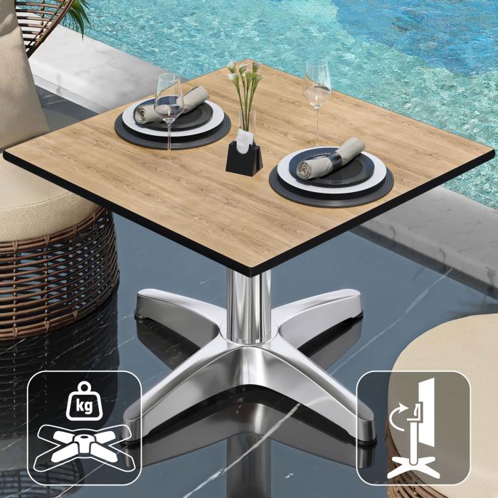 CPBL | Compact lounge table | B:D:H 70 x 70 x 42 cm | ek / aluminium | fällbart | extra vikt