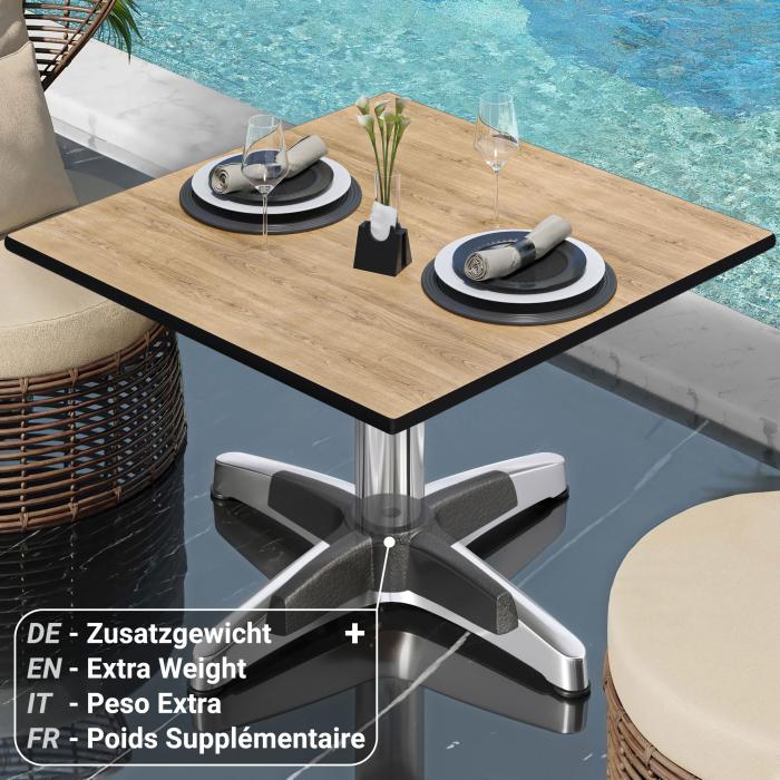 CPBL | Compact lounge table | B:D:H 70 x 70 x 42 cm | ek / aluminium | fällbart | extra vikt