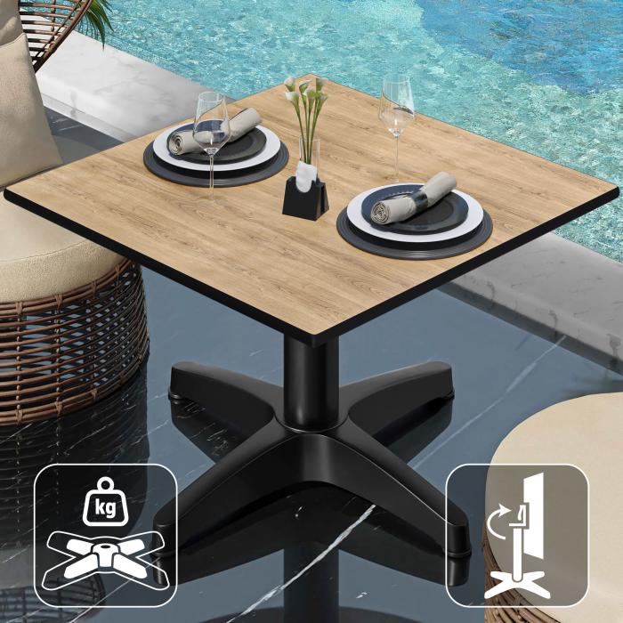 CPBL | Compact lounge table | B:D:H 70 x 70 x 42 cm | ek / aluminium | fällbart | extra vikt