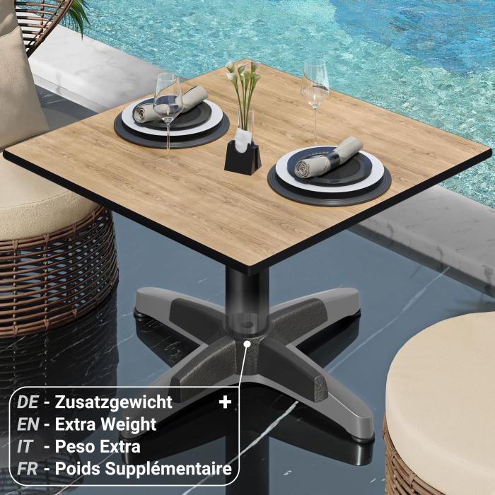 CPBL | Compact lounge table | B:D:H 70 x 70 x 42 cm | ek / aluminium | fällbart | extra vikt