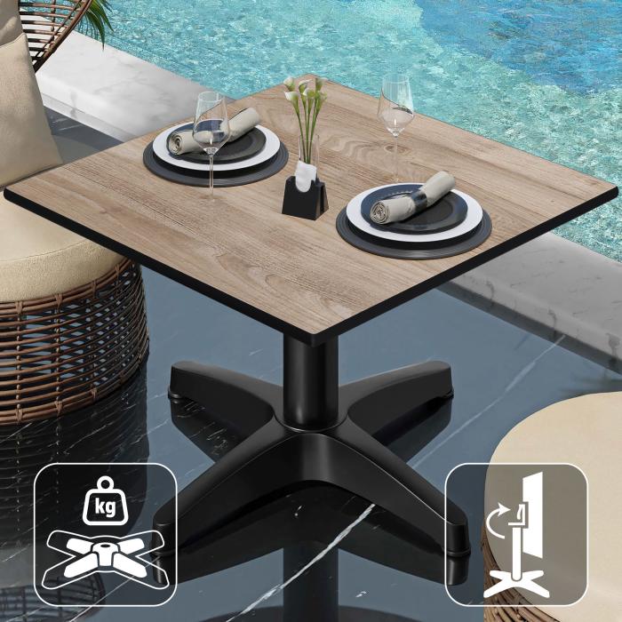 CPBL | Compact lounge table | W:D:H 70 x 70 x 42 cm | oak / aluminium | folding | additional weight