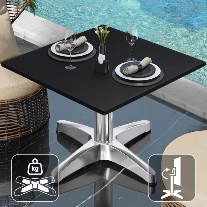 CPBL | Compact lounge table | W:D:H 70 x 70 x 42 cm | Black / Aluminium | Foldable | Additional weight