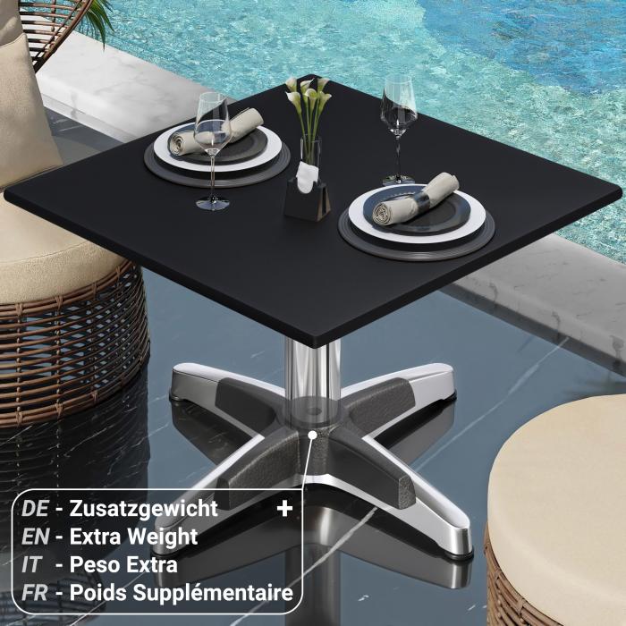 CPBL | Compact lounge table | W:D:H 70 x 70 x 42 cm | Black / Aluminium | Foldable | Additional weight