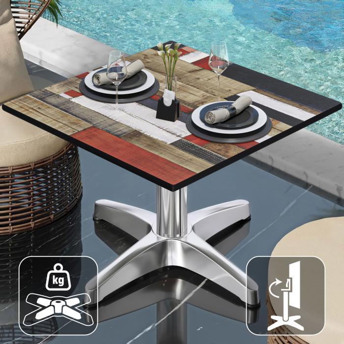 CPBL | Compact lounge table | W:D:H 70 x 70 x 42 cm | Vintage Coloured / Aluminium | Foldable | Additional weight