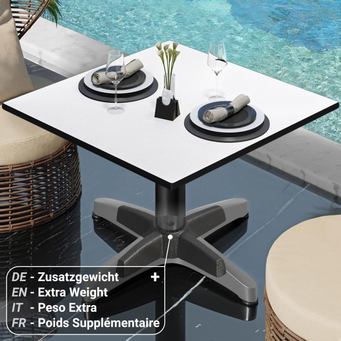 CPBL | Compact lounge table | W:D:H 70 x 70 x 42 cm | White / Aluminium Black | Foldable | Additional weight CPBL | Compact lounge table | W:D:H 70 x 70 x 42 cm | White / Aluminium Black | Foldable | Additional weight