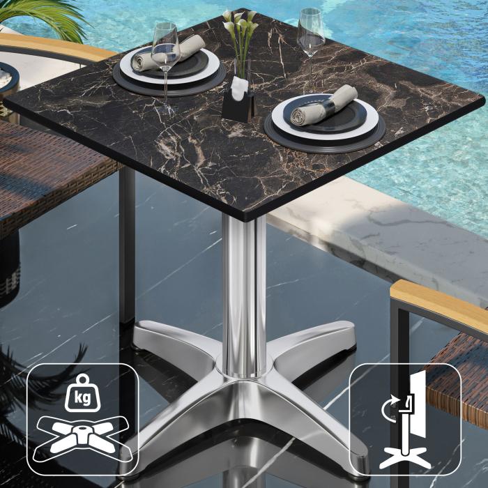 CPBL | HPL Bistrobord | B:D:H 70 x 70 x 78 cm | Cappuccinomarmor / aluminium | Vikbart + extra vikt | Fyrkantigt CPBL | HPL Bistrobord | B:D:H 70 x 70 x 78 cm | Cappuccinomarmor / aluminium | Vikbart + extra vikt | Fyrkantigt