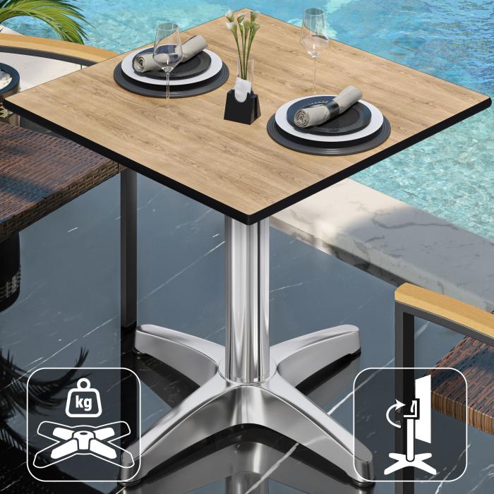 CPBL | HPL Bistrobord | B:D:H 70 x 70 x 78 cm | Ek / Aluminium | Fällbart + extra vikt | Fyrkantigt CPBL | HPL Bistrobord | B:D:H 70 x 70 x 78 cm | Ek / Aluminium | Fällbart + extra vikt | Fyrkantigt
