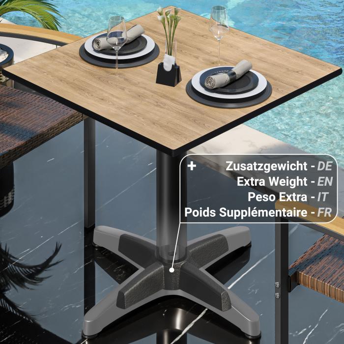 CPBL | HPL Bistrobord | B:D:H 70 x 70 x 78 cm | Ek / Aluminium | Fällbart + extra vikt | Fyrkantigt CPBL | HPL Bistrobord | B:D:H 70 x 70 x 78 cm | Ek / Aluminium | Fällbart + extra vikt | Fyrkantigt
