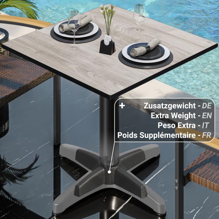 CPBL | HPL Bistrobord | B:D:H 70 x 70 x 78 cm | Ek Vit / Aluminium Svart | Fällbart + extra vikt | Fyrkantigt CPBL | HPL Bistrobord | B:D:H 70 x 70 x 78 cm | Ek Vit / Aluminium Svart | Fällbart + extra vikt | Fyrkantigt