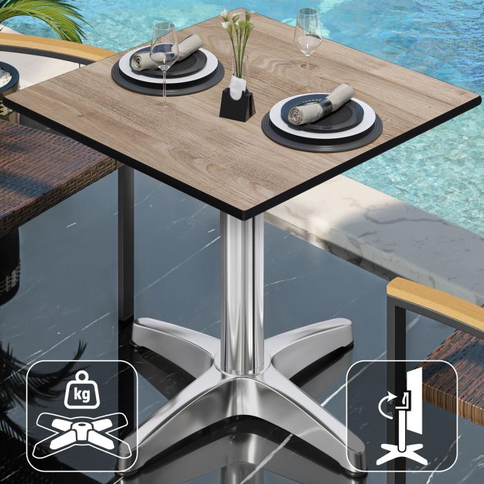CPBL | HPL Bistrobord | B:D:H 70 x 70 x 78 cm | Ek / Aluminium | Fällbart + extra vikt | Fyrkantigt CPBL | HPL Bistrobord | B:D:H 70 x 70 x 78 cm | Ek / Aluminium | Fällbart + extra vikt | Fyrkantigt