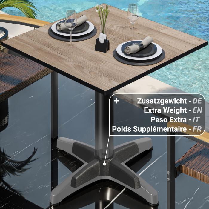 CPBL | HPL Bistro Table | W:D:H 70 x 70 x 78 cm | Oak / Aluminium | Foldable + additional weight | Square