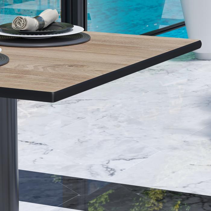 CPBL | HPL Bistro Table | W:D:H 70 x 70 x 78 cm | Oak / Aluminium | Foldable + additional weight | Square