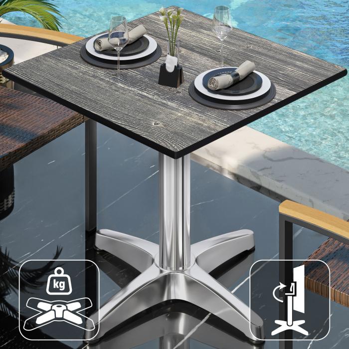CPBL | HPL Bistro Table | W:D:H 70 x 70 x 78 cm | Rustic Pine / Aluminium | Foldable + additional weight | Square CPBL | HPL Bistro Table | W:D:H 70 x 70 x 78 cm | Rustic Pine / Aluminium | Foldable + additional weight | Square