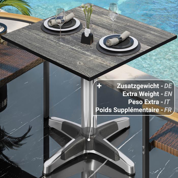 CPBL | HPL Bistro Table | W:D:H 70 x 70 x 78 cm | Rustic Pine / Aluminium | Foldable + additional weight | Square CPBL | HPL Bistro Table | W:D:H 70 x 70 x 78 cm | Rustic Pine / Aluminium | Foldable + additional weight | Square