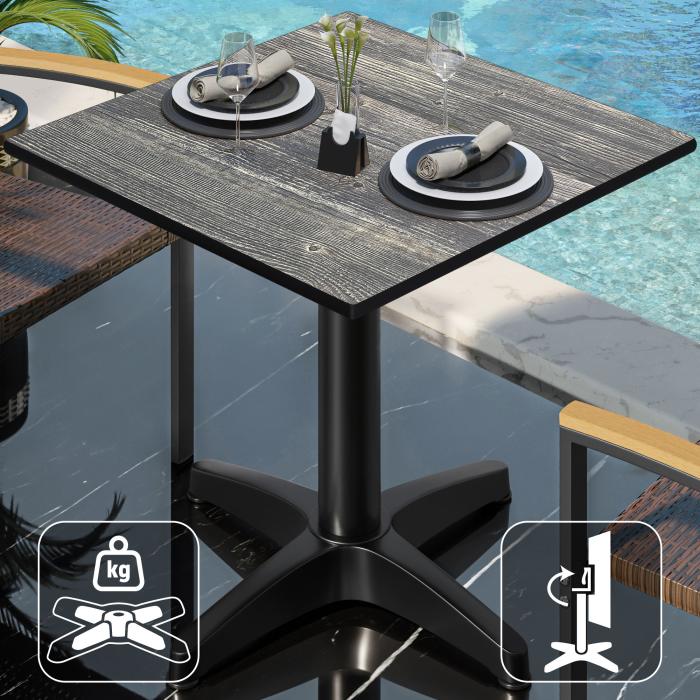 CPBL | HPL Bistro Table | W:D:H 70 x 70 x 78 cm | Rustic Pine / Aluminium | Foldable + additional weight | Square CPBL | HPL Bistro Table | W:D:H 70 x 70 x 78 cm | Rustic Pine / Aluminium | Foldable + additional weight | Square