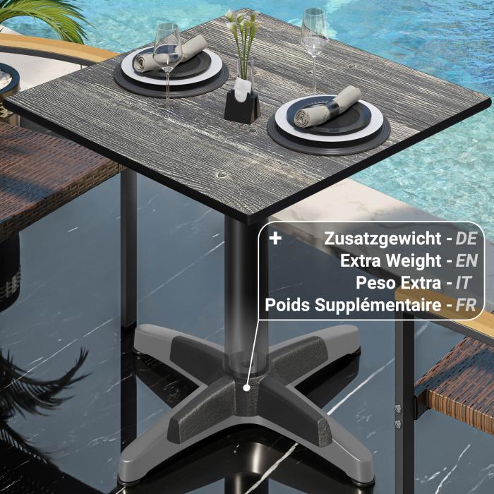 CPBL | HPL Bistro Table | W:D:H 70 x 70 x 78 cm | Rustic Pine / Aluminium | Foldable + additional weight | Square CPBL | HPL Bistro Table | W:D:H 70 x 70 x 78 cm | Rustic Pine / Aluminium | Foldable + additional weight | Square